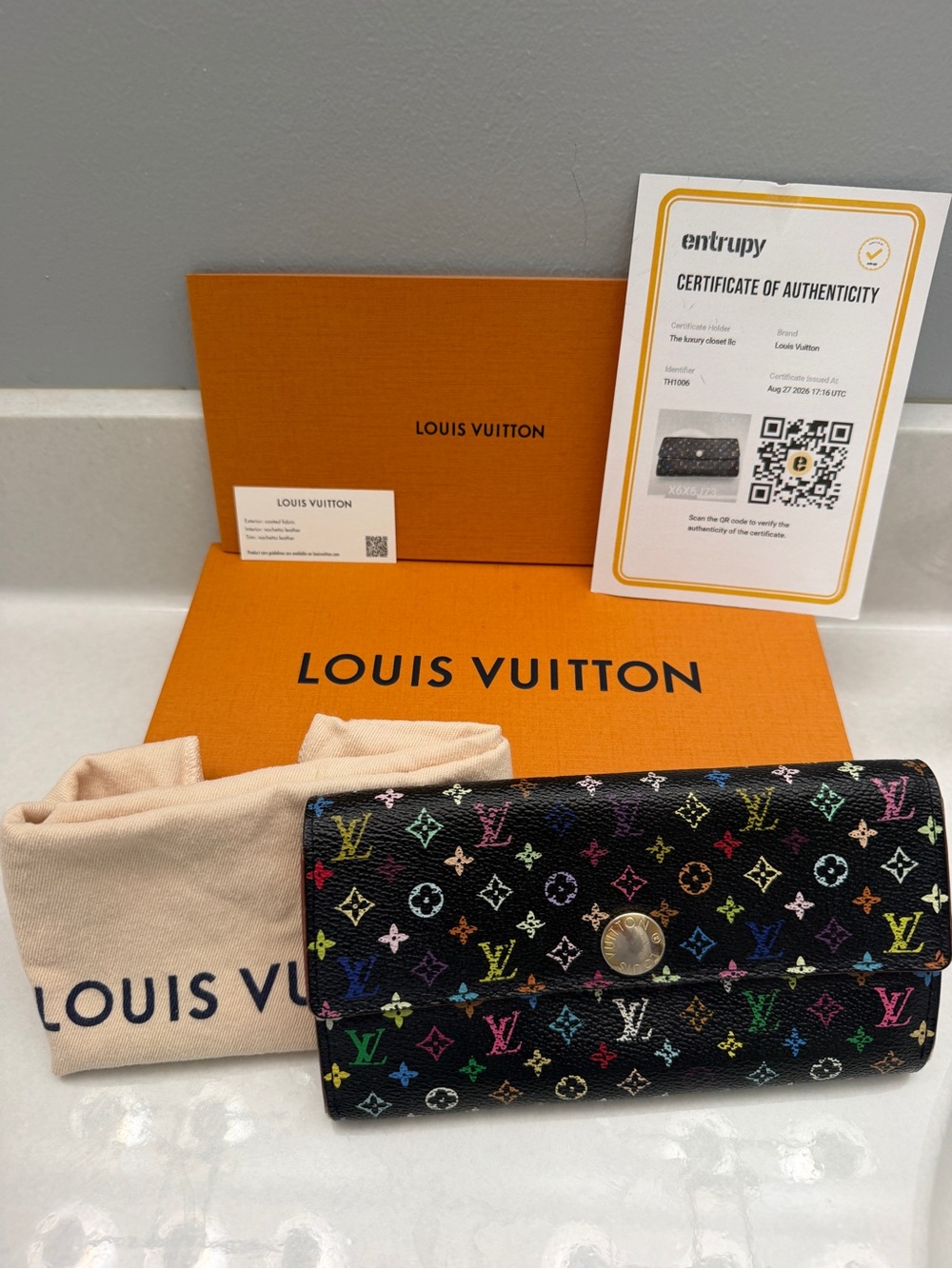 Louis Vuitton Multicolore Sarah Wallet Black - Murakami